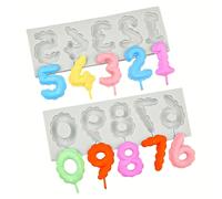 2 pièces Moule en silicone numéros 0-9 en relief 3D pour fondant, bonbons, chocolat. Décoration de gâteau d'anniversaire, DIY de cuisson, pour décoration de gâteau, fournitures de mariage, décoration