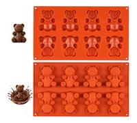 2 Pièces Moule en Silicone Ourson 8 Cavités Moule à Chocolat Antiadhésif | Moule pour Bonbon Biscuit Glaçon Savon Muffin Gâteau au Chocolat Moule à Savons Et Silicone Lavable Réutilisable
