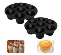 2 Pièces Moule Muffin Air Fryer, Moule à Muffin, Moule Silicone Muffin | Moule Muffins Silicone pour Air Fryer pour 7 Muffins et Gâteaux, pour Gâteaux, Muffin Tasses, Dessert, Pâtisseries, 7