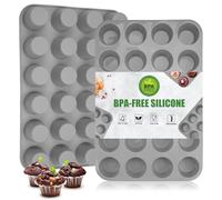 2 Pièces Moule Muffins Silicone pour 24 Muffins, Plaque à Muffin | Anti-Adhésif Moules à Cupcakes en Silicone Sans BPA pour Brownies, Pudding