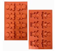 2 Pièces Moule Ourson Silicone, 8 Cavités Moule Ours pour Chocolat, Guimauve, Gelée et Bonbons, Moule Silicone Alimentaire Sans BPA pour Pâtisserie, Desserts DIY et Activités Créatives