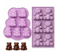 2 Pièces Moule Ourson Silicone, Moules à Gâteau et à Muffins pour Pâtisserie Maison, Moules Nounours pour Desserts et Créations DIY, Violet