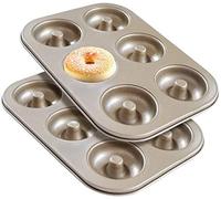 2 pièces Moules à Donuts en Acier Inoxydable, 6 Cavités Anti-Adhérentes Résistantes à la Chaleurqualité Alimentaire Poêles pour Donut Cuisson pour Gâteaux, Biscuits, Bagels, Muffins