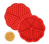 2 Pièces Moules à Gaufres en Silicone en Forme de Coeur, 5 Cavités Moules À Muffins En Silicone Antiadhésifs Démoulage Facile Résistant à La Chaleur pour Faire Gaufre Gâteaux Chocolats(Rouge)