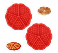 2 Pièces Moules à Gaufres Moules À Muffins Moule Gaufre Air Fryer | 5 Cavités Antiadhésifs en Silicone en Forme de Coeur pour Faire Gaufre Gâteaux Chocolats (Rouge)