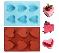 2 Pièces Moules en Silicone Coeur, Moule Silicone Coeur Patisserie, Moule en Silicone en Forme de Cœur pour 6 Cavités pour Pudding, Gelée, Gâteau, Chocolat, Glaçons, Savon