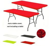 2 pièces Nappe rectangulaire élastique de 6 pieds, nappe ajustée extensible pour pique-nique, extérieur, camping, fête, lavable en machine (rouge, 30 po x 72 po) 8 pieds-2 pièces,6 pieds-2 pièces,4FT-