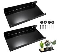 2 Pièces Noir Petite Etagere Murale, 30x10 cm Étagère Flottante de Douche Murale Mini Tablette Salle de Bain pour Panneau Acoustique Cadre Photos Décorations
