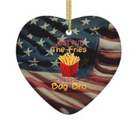 2 Pièces Ornement De Noël Mets Juste Les Frites Dans Le Sac Pour 7.6CM | Pendentif En Céramique Vintage Ornements D'Arbre De Noël Pour Home Decor