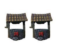 2 Pièces Ornement Miniature en Résine de Puits Ancien | Style Vintage Simple et Généreux, pour Pot de Fleurs, Maison de Poupée, Décor de Paysage