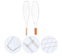 2 pièces Panier à Griller Poisson 61x14x2cm en Fer, Manche bois | Cadre en Fil de Fer, Verrouillage Sûr, pour Viande et Fruits de Mer, Barbecue ou Feu de Camp