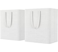 2 pièces Panier à linge 60 litres Sac à linge, boîte à linge Collecteur de linge Paniers à linge pour appartement, dortoir, caravane, buanderie, blanc