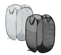 2 Pièces Panier à Linge Pliable,75L Paniere a Linge Sale,Paniers à Linge Pliables pour Buanderie,Salle de Bain,Chambre à Coucher,Chambre d'enfant,Voyage (Noir 1+ Gris 1)