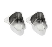2 Pièces Panier Égouttoir D'angle Triangulaire en Acier Inoxydable | Argenté, Filtre de Drainage Lavabo, Récupère Déchets Alimentaires, Rangement Compact pour Éponge et Accessoires