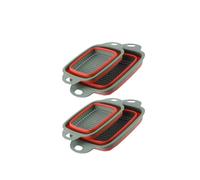 2 pièces Panier Égouttoir Pliable Extensible Rouge | Polypropylène et Caoutchouc Thermoplastique, Drainage Rapide, Transport Aisé, Rangement Compact, Cuisine Domestique