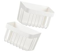 2 Pièces Panier Mural Adhésif de Rangement Hips Blanc | Design Ajouré Auto-drainant, Pose sans Perçage, pour Toilettes et Lavabo, Garde Photos et Articles Secs
