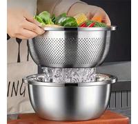 2 pièces Panier-passoire réutilisable en acier inoxydable à double couche, grande capacité convenant pour le lavage des fruits et légumes Ensemble 2 pièces extra large,Grand ensemble de 2 pièces,Ensem