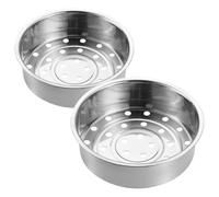 2 Pièces Panier Vapeur en Acier Inoxydable, Profond et Épais | Insert pour Cuiseur Vapeur, Panier pour Riz, Bords Arrondis, Réchauffage et Résistance à L'usure