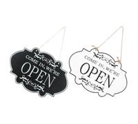 2 Pièces Panneau Bois Ouvert Fermé Double Face pour Bar et Salon | Format 17x78 Pouces, Installation Simple avec Corde et Crochet, Style Vintage Élégant, Usage Restaurant