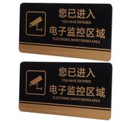 2 Pièces Panneau de Surveillance Rectangulaire en Acrylique Noir | Panneau Mural Public, Indicateur D’avertissement Facile à Poser, pour Hôtels et Commerces