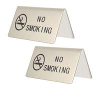 2 Pièces Panneau de Table Interdit de Fumer en Acier Inoxydable | Message Clair, Style Minimaliste, pour Restaurants et Bureaux, Signal Solide, Usage Intérieur