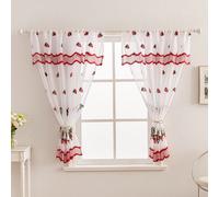 2 pièces Panneaux de rideaux brodés avec passant pour tringle, design de rideaux tout-en-un avec motif de broderie de fruits, pour le salon, le bureau, le balcon, la salle à manger, la cuisine, la déc