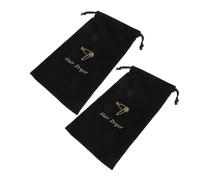 2 Pièces Paquet à Cordon pour Sèche-Cheveux en Tissu Noir | Pochette Élégante et Simple, Usage Salle de Bain ou Voyage, pour Petits Objets et Bijoux