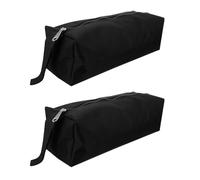 2 Pièces Paquet à Outils à Ferm et ure Éclair en Tissu Oxford Noir | Pochette de Rangement Légère, Lanyard, Résistante à Saleté, pour Électricien et Réparation