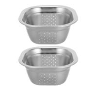 2 Pièces Passoire Profonde en Acier Inoxydable 22cm | Bassin Perforé à Drainage Rapide, Format Argenté Cuisine Domestique, Restauration et Préparation des Repas