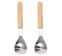 2 Pièces Pelle à Glace avec Manche en Bois en Acier Inoxydable | Pelle à Dessert en Acier Inoxydable, Design Plat Élégant, pour Restaurants et Table de Desserts