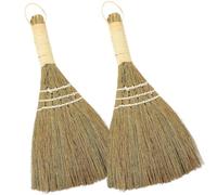2 Pièces Petit Balai de Paille à Main, Brosse Douce | Manche Court en Bois, Fibres Flexibles, Nettoyage Rapide des Meubles et Rebords de Fenêtre, la Cuisine, Hôtel, Voiture
