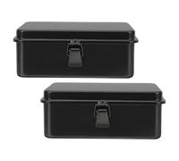 2 Pièces Petite Boîte à Outils en Fer Noir à Fermeture Sécurisée | Compartiments Dédiés, Coque Résistante aux Chocs, Revêtement Protecteur, pour Connecteurs et Épingles