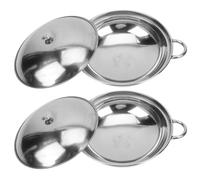 2 Pièces Petite Casserole Anti-débordement en Acier Inoxydable | Chauffe Rapide, Résistante à Chaleur, , Sûre, Argentée Couvercle