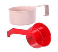 2 Pièces Petite Cuillère Doseuse Suspendue en Métal | Poignée Ergonomique, Format Compact Rouge et Rose, Mesure Régulière, Rangement Pratique au Garde-manger ou Près des Animaux
