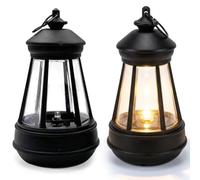 2 pièces petite lanterne solaire, 5, 5x3 pouces Vintage suspendu figurine extérieure lumières rétro phare mini lanterne solaire, Ip65 étanche, lanternes d'extérieur