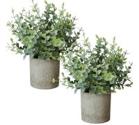 2 Pièces Petite Plantes Artificielles avec Pot Eucalyptus Fausse Plantes | pour salle de bains maison étagère bureau rebord de fenêtre l'intérieur l'extérieur terrasse balcon jardin porche décoration