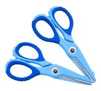 2 Pièces Petits Ciseaux de Bricolage, Scolaires, Bleus, Bouts Ronds | Poignées en Plastique Souple, Lame Métallique, Format Léger et Portable, Adaptés aux Photos, Cartes de Vœux, Bureau