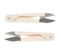 2 Pièces Petits Ciseaux de Couture Forme U, en Acier Inoxydable | Capuchon, Pointe Précise, Usage Bricolage et Loisirs Créatifs, Blanc, Prise en Main Confortable