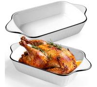 2 Pièces Petits Plats Cuisson avec Poignées, Plat Four Céramique Carrés 23.2 x 13 x 4.7 cm, Moule Lasagnes Rectangulaire, Plat Gratin Mini pour Friteuse A Air, Micro-Ondes, Lave-Vaisselle