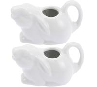 2 Pièces Pichet à Crème en Céramique, Forme Lapin | Blanc, Style Simple et Pratique, Usage Maison, pour Crème, Lait, Sirop Chaud ou Beurre Fondu