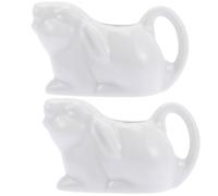 2 Pièces Pichet à Crème en Céramique Lapin, Simple et Pratique | Blanc, Forme Lapin, Usage la Cuisine et Décoration, pour Sauces Chaudes, Beurre Fondu, Vinaigrettes