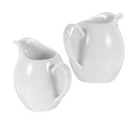 2 Pièces Pichet à Crème en Porcelaine Blanche 330ml avec Poignée | Bec Verseur, Fond Stable Antidérapant, Surface Lisse, pour Café, Miel, Tables de Petit Déjeuner