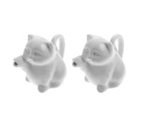 2 Pièces Pichet à Lait en Céramique Blanc 50ml, Forme Chat