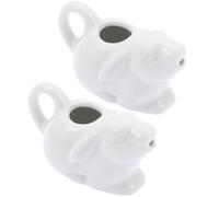 2 Pièces Pichet à Lait en Céramique Lapin Blanc pour Café et Crème | Service de Beurre Fondu, Sirop D’érable Chaud, Sauces, Usage Maison ou Restaurant, Forme Lapin