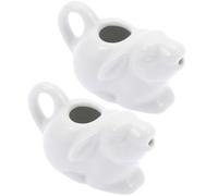 2 Pièces Pichet à Lait Lapin en Céramique Blanc | Style Simple et Pratique, pour Restaurant et Brasserie, Usage Chaud, Sauces, Vinaigrettes, Beurre Fondu