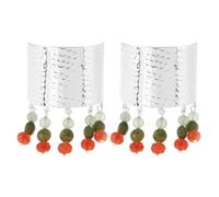 2 Pièces Pince à Cheveux Boucle de Queue de Cheval Femme Argentée | Perles de Verre et Alliage, Style Bohème et Chinois Moderne, Usage Quotidien et Événements