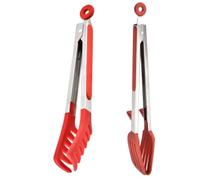 2 Pièces Pince à Spaghetti en Silicone Rouge, Acier Inoxydable, 9 | Forme Peigne, Boucle Suspendre, Gain de Place, Usage pour Pâtes, Gâteaux, Steak, Plats Froids Couleur Aléatoire