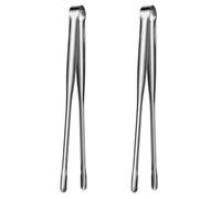 2 Pièces Pince à Viande Robuste en Acier Inoxydable 304 | Poignée Longue Antidérapante, Finition Polie Lisse, Anneau Suspendre Intégré, Usage Service Traiteur