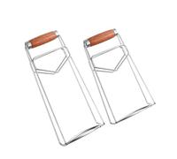 2 Pièces Pince Cuisine en Acier Inoxydable 304 Manche Bois Pliable | Poignée Isolante Antidérapante, pour Casseroles et Ramequins, Usage Maison Cuisine Professionnelle