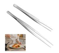 2 Pièces Pince Cuisine Inox, 20 et 30cm Pince de Chef, Pinces Fine Présentation en Inox, Pincette Cuisine en Acier Inoxydable, Antidérapantes pour Barbecue et Cuisson, Résistantes Chaleur Antirouille